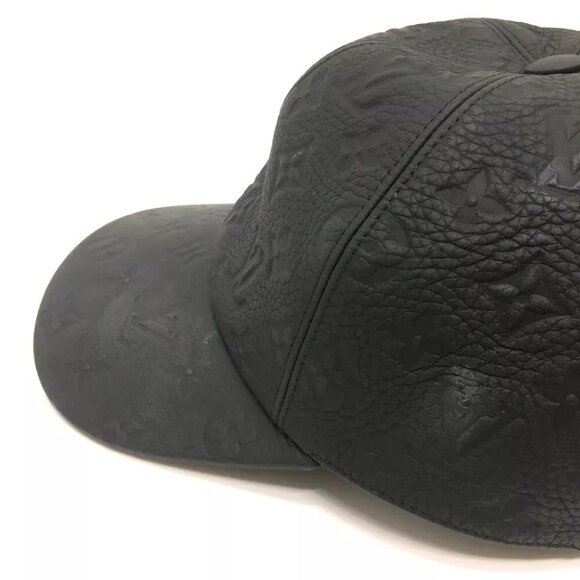 LOUIS VUITTON MP2605 Monogram Newsboy cap 1.1 Leather Cap Hat Black - Picture 2 of 8